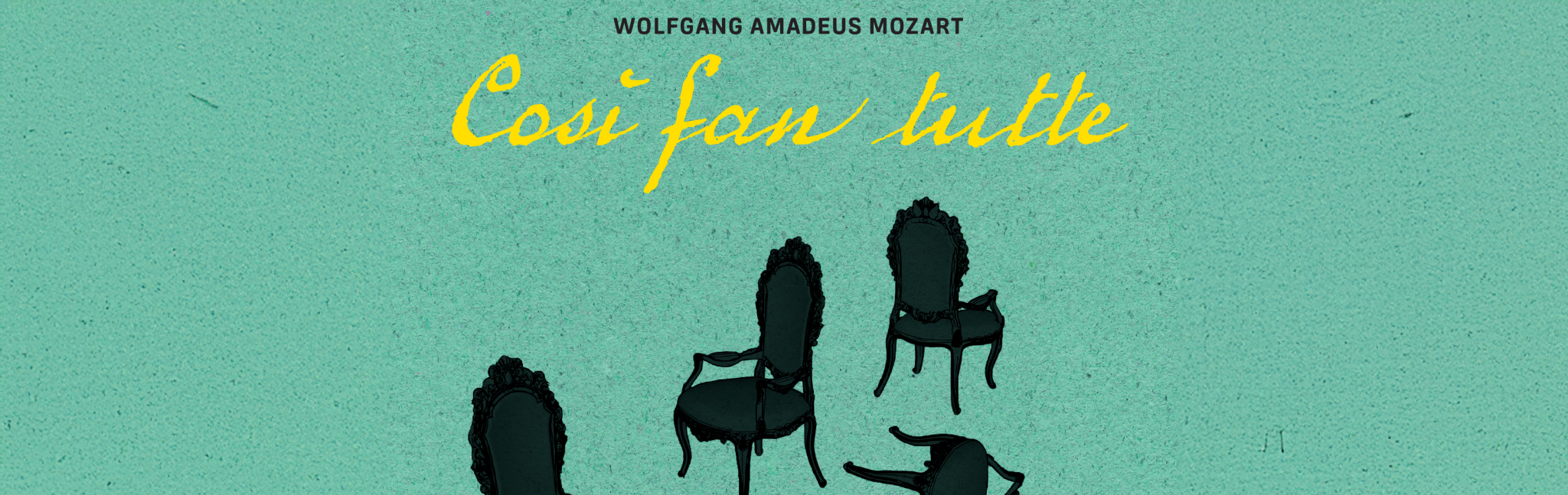 Affiche van Cosi fan tutte van Wolfgang Amadeus Mozart: zwarte stoelen op een groene achtergrond